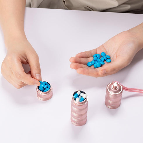 Portable Waterproof Metal Pill Organizer - Compact Travel Pill Box, 7 Day Daily Holder for Small Pills, Aluminum Alloy,