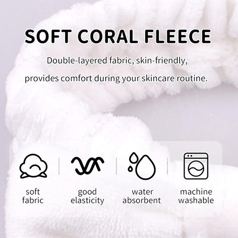 Spa Headband, Bow Makeup Headband for Washing Face, High Elasticity Coral Fleece Skincare Headbands for Women
