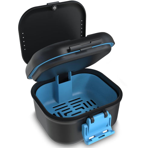 BVN Leakproof Denture Cup, Upgraded Storage Bath Box with Filter for Soaking Dentures, Travel Cleaning Case