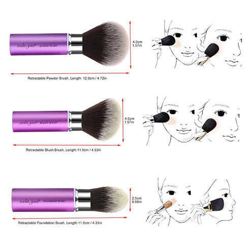 Vela.Yue Retractable Blush Brush - Angled Face Powder Blusher Bronzer Travel Makeup Brush