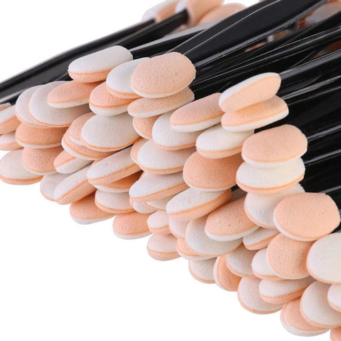 JASSINS 50pcs Eyeshadow Applicators, Disposable Double-Sided Eye Makeup Sponge Brushes
