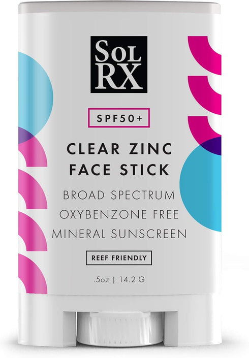 SolRX MINERAL SPF 50 Sunscreen Stick - Clear, Non-Greasy Zinc Oxide Sunscreen Stick for Face