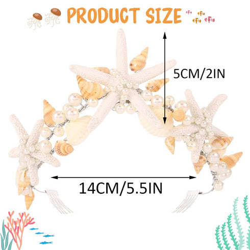 Unicra Starfish Crown and Tiaras, Silver Pearl Bridal Headband Beach Headpiece for Women and Girls