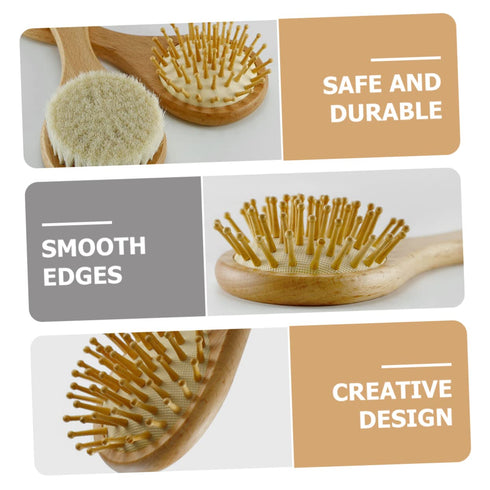 PERSELOSO Infant Soft Wooden Hair Comb for Gentle Scalp Grooming for Newborn Hair Care and Bath Time