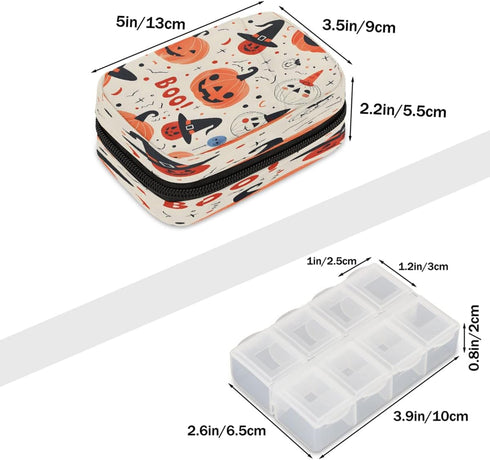 Skerhhux 7 Pumpkin Decorate Holidays Pill Case Travel Pill Organizer Weekly Day Portable with Zipper Medicine Box Pill