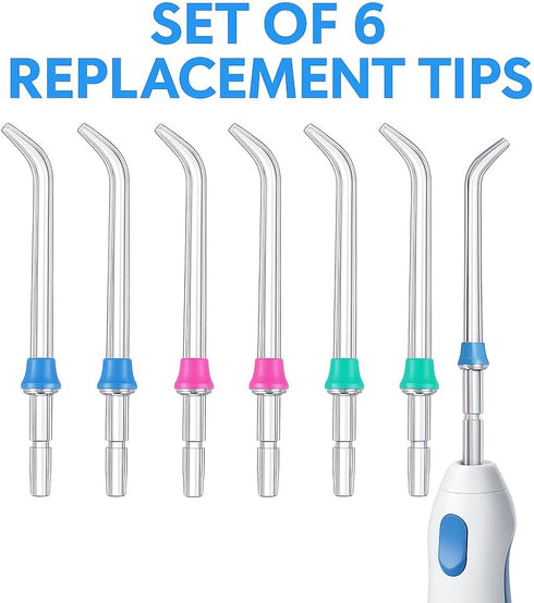 Replacement Classic Jet Tips Compatible with Waterpik Water Flossers, Flosser Refill Replacement Heads, 6-Pack.