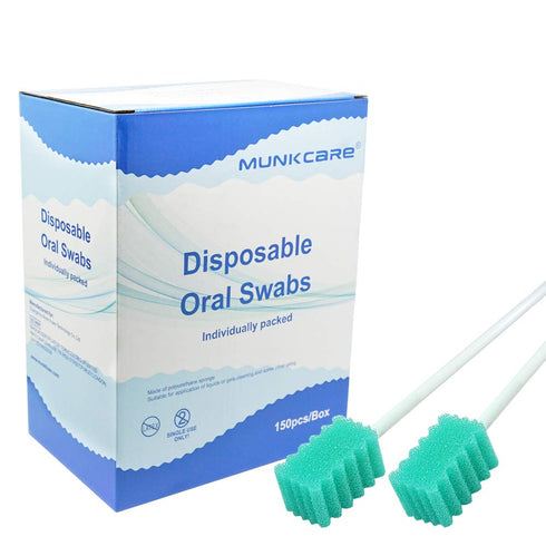 Green Tooth Shape Disposable Oral Foam Tipped Swab Mouth Cleaning Swab, 150 Counts