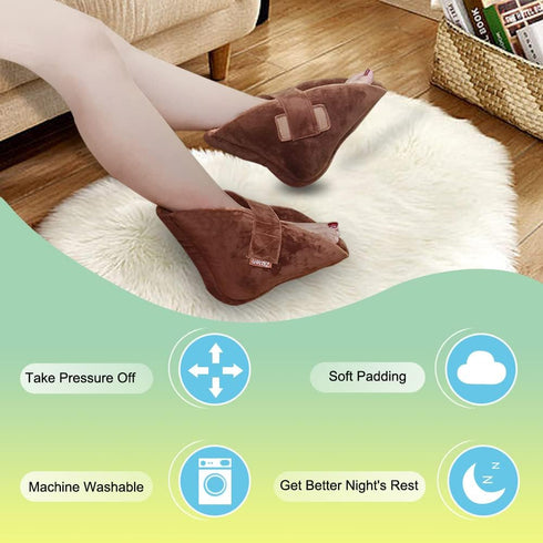 Heel Cushion Protector Pillow for Pressure Sores, Foam Heel Ankle Protectors for Bed Sores, 2 Pcs (Brown)