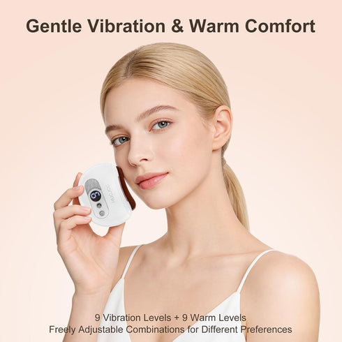 HUGJOG 9 Electric Gua Sha Face Massager, Heated Gua Sha Tool with Heat & Vibration Levels, Rechargeable Face Vibration
