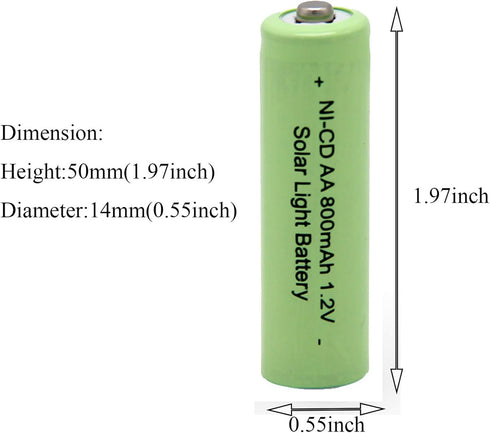 QBLPOWER Ni-CD AA 800mAh 1.2V Rechargeable Battery for Solar Outdoor Lights Lamp Garden Yard Lawn(8 Pieces)