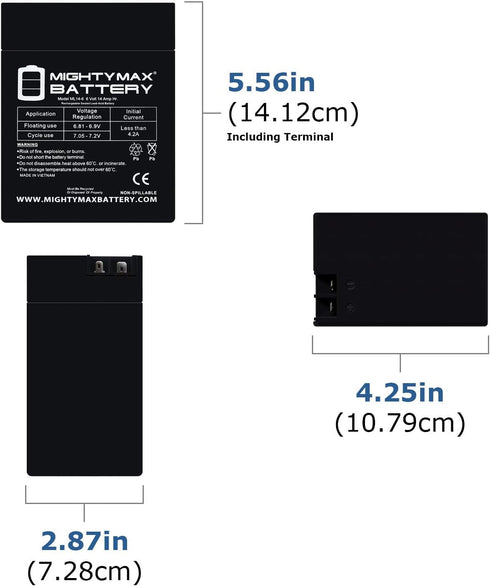 Mighty Max Battery ML14-6 6 14 - Volt AH, Fast-on Terminal, Rechargeable SLA AGM Battery