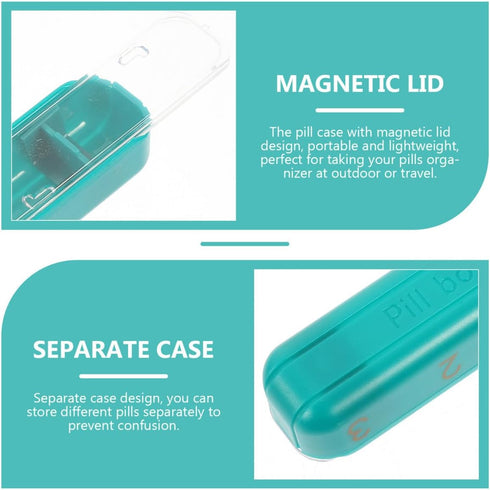 Weekly Medicine Organizer Box with Compartments Portable Reusable Pill Case with Lid and Storage Bag Compact Organizer