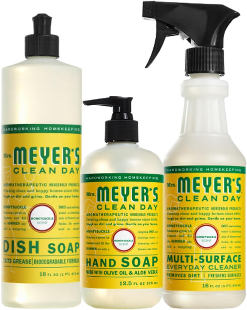 Mrs. MEYER'S Kitchen Set, Dish Soap, Hand Soap, and Multi-Surface Cleaner, 3