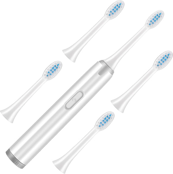 JOYOFREELY Electric Toothbrush for Adults, Vibrating Soft Bristle Tooth Cleaner with 5 Replacement