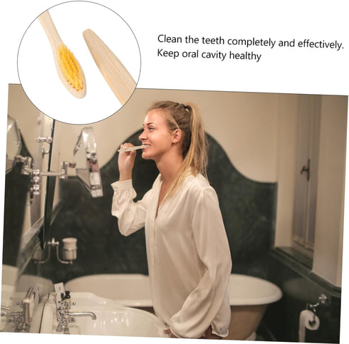 Ipetboom 10pcs Set Bamboo Toothbrush Kit for Adults Natural Charcoal Bristles Eco-Friendly Travel Toothbrush