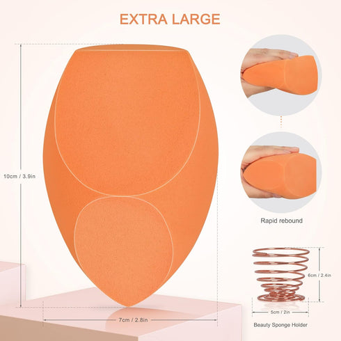XL EXTRA LARGE Makeup Beauty Sponges Blender, Product contains: 1x Extra Large (10 cm) and 1 Sponge Holder for Dry &