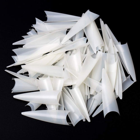 YIMART 500pcs Acrylic Medium Long Stiletto Nail Tips, Sharp False Nail Art Tips for Nails Salon (Natural)
