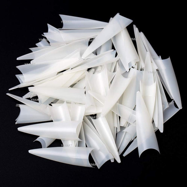 YIMART 500pcs Acrylic Medium Long Stiletto Nail Tips, Sharp False Nail Art Tips for Nails Salon (Natural)