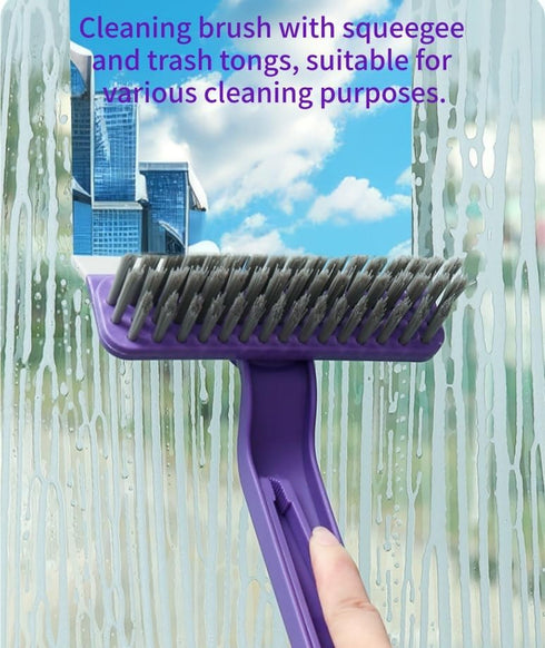 Oiyaku Lightweight Scraper Cleaning Brush with Hard Bristles and Built-in Garbage Holder, Multi-Surface Cleaner
