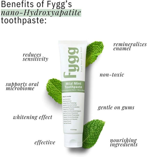 Fluoride Free Toothpaste, Nano Hydroxyapatite (Mild Mint), Dentist Recommended for Remineralizing & Whitening (4oz)