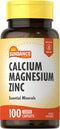 Sundance Calcium Magnesium Zinc | 100 Caplets | Vegetarian, Non-GMO, Gluten Free Essential Mineral Supplement
