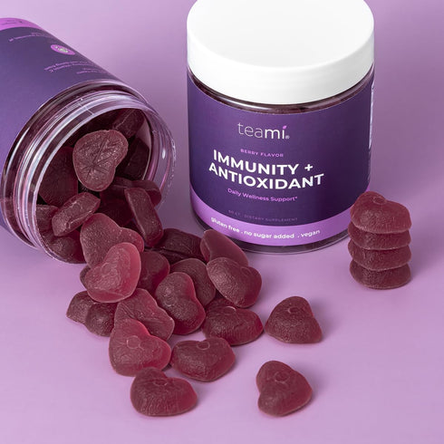 Teami Elderberry Vitamin C and Zinc Gummies, 60 Gummies, Immune Support, Non-GMO, Sugar-Free