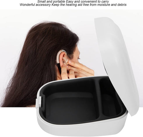 Behind-The-Ear Hearing Aid Case, Waterproof Drop Resistance Storage Box, Portable Protective Container for Hearing