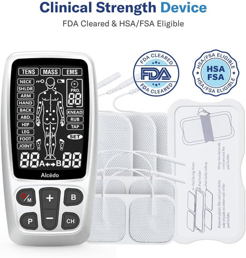 Alcedo TENS Unit + EMS Muscle Stimulator, Electric Rechargeable Pulse Massager, 41 Modes