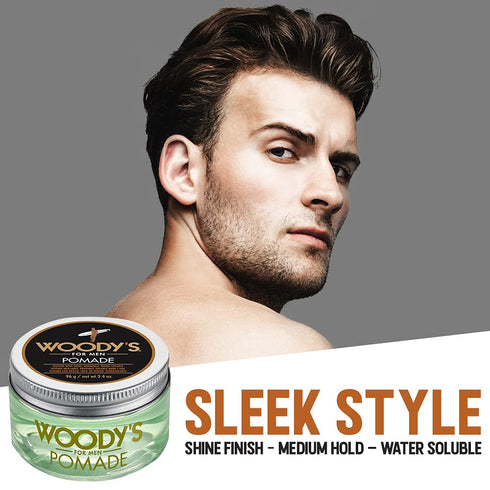 Woody's Hair Clay Pomade for Men - Strong Hold, Matte Finish, Medium Hold, Water-Soluble Styling Gel, 3.4 oz