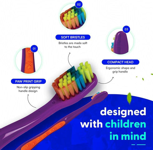 SmartSmile 72 21-542 Pcs Bulk Kids Toothbrushes Individually Wrapped - Assorted Colors with Animal Paw Prints - Popular