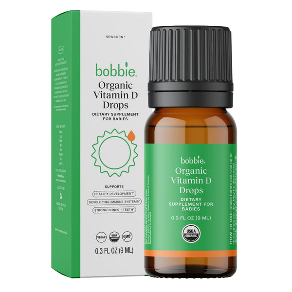 Bobbie Organic Baby Vitamin D Drops, Daily Liquid Supplement to Support Development,