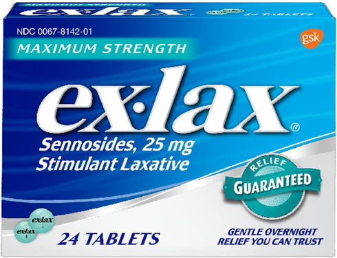 Ex-Lax Maximum Strength Stimulant Laxative Pills for Occasional Constipation Relief, Gentle Laxatives - 24 Count