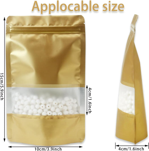 50 pcs Brown Smell Proof Bags 3.9x5.9 In Resealable Stand Up Food Storage Bags with Window Matte Foil Sealable Bags Pouches for Candy Coffee Sample for Small Business Packaging by PQZKLDP