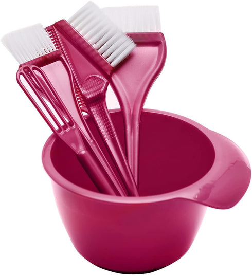 Premium Salon Hair Dye Kit, 5 Pack - Hair Coloring Brush and Bowl Set for DIY Hair Dyeing (Purplish Red)