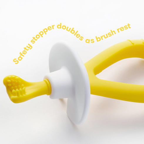 Frida Baby Training Toothbrush for Babies, Soft Silicone Bristles, Yellow