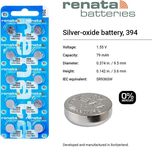 Renata 394 SR936W Button Cell Battery for Watches