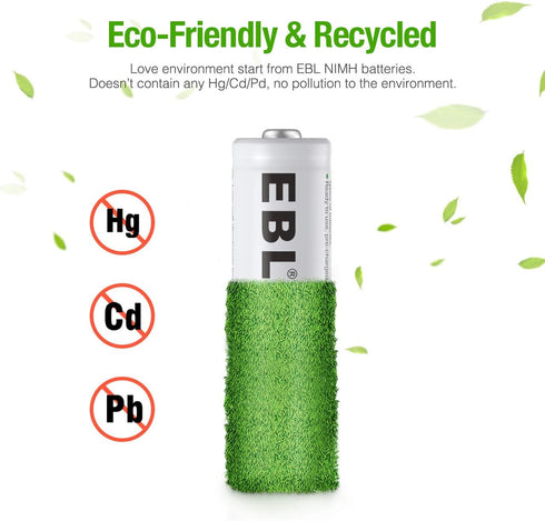 EBL 8 Pack AA Batteries 2800mAh High Capacity Precharged Ni-MH