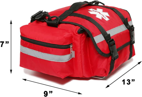 Empty First Aid Bag for Emergency Trauma Medical Organizer, Shoulder Carry Bag 13 x 9 x 7, Red