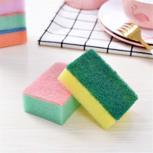 Sponge Scourers Multi-Use No Scratch Scrub Sponge Kitchen Tool for Cleaning Dishes Bowl Pot Pan Multi Color (10Pcs) by Yosoo