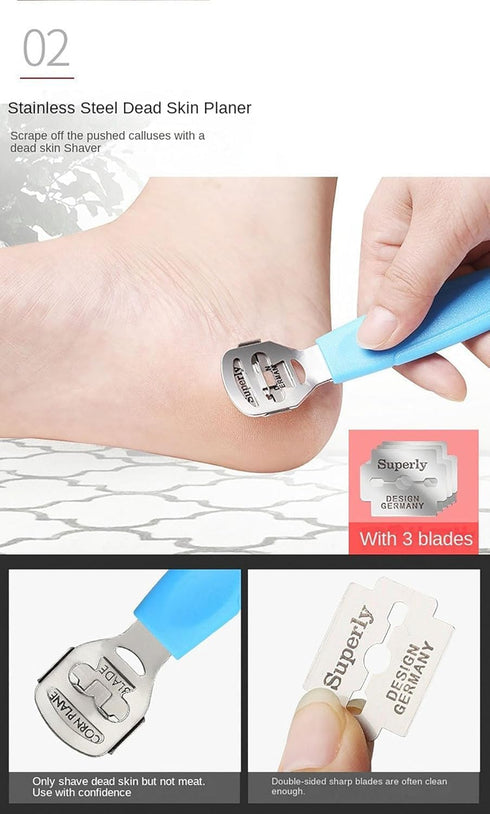 konas-usaa SetMetal Professional Callus Remover & Foot File Surface Scraper for Dead Skin, Cracked Heels, and Hard