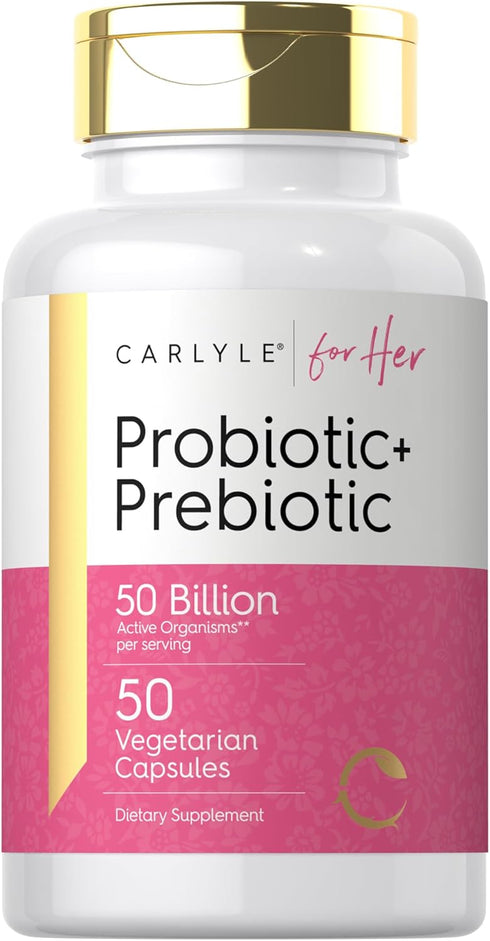 Carlyle Prebiotic & Probiotic for Her, 50 Capsules | 50 Billion Active Organisms Per Serving | Vegetarian Supplement