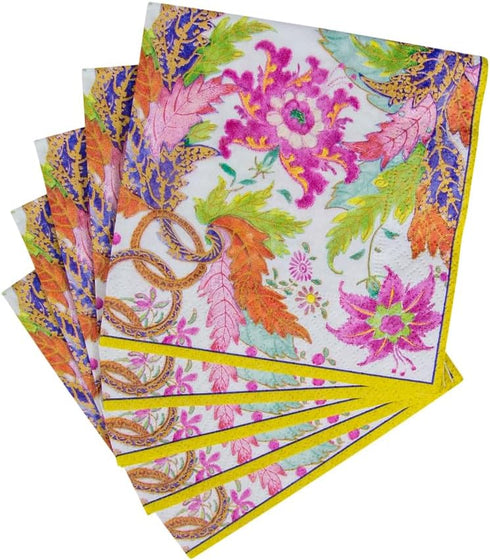 Caspari Tobacco Leaf Ivory Paper Cocktail Napkins, Pack of 20