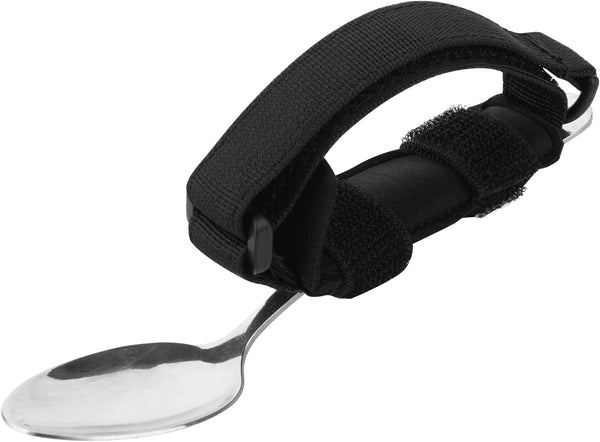 Beautyflier Spoon Fork Universal Cuff, Adjustable Holder Strap for Cutlery, Pens, Toothbrushes for Elderly (Black)