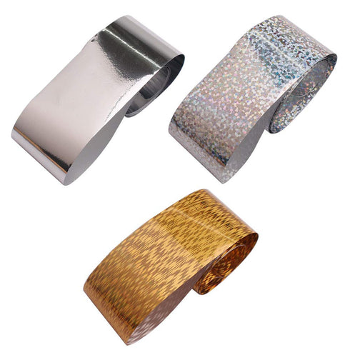 WOKOTO 10 Rolls Gold And Silver Foil Nail Art Adhesive Stickers - Starry Sky Laser Nail Transfer Wraps for Manicure