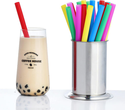 100 Extra Large Plastic Bubble Tea Smoothie Straws, 1/2" Wide x 8 1/2" Long Boba Straws