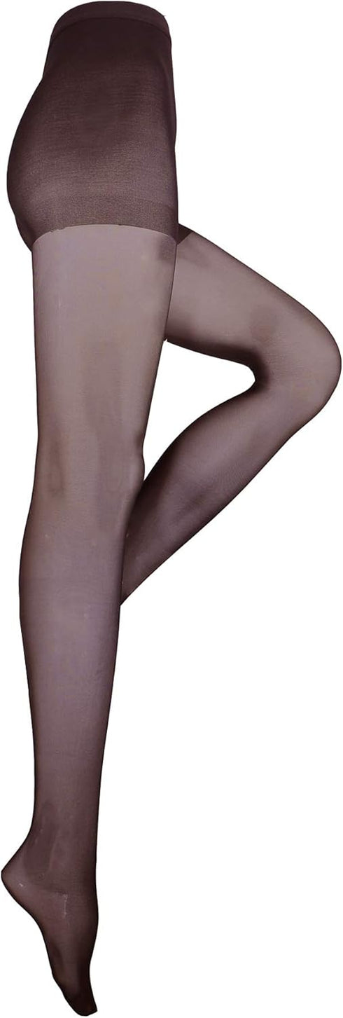 Truform Sheer Compression Pantyhose, Women's Shaping Tights, 8-15 mmHg, 20 Denier, Black, Queen