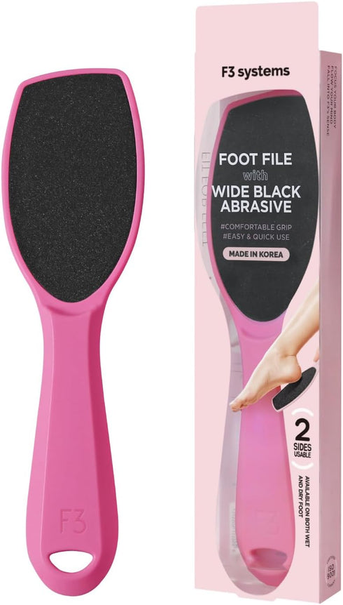 Wide Emery Foot File (Hot Pink), Double-Sided Pedicure Tool for Cracked Heel and Callus Remover