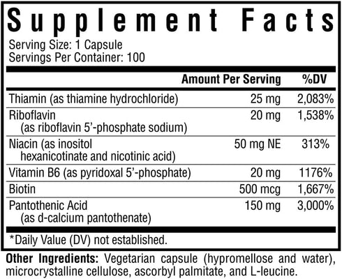 Seeking Health B-Minus - Complex Vitamin Supplement with Biotin & Riboflavin - Vitamin B Blend Supports Brain Health & Energy - 100 Capsules