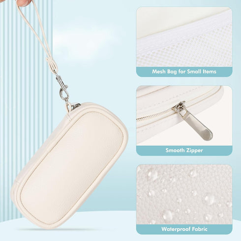 Teircno Tampon Holder for Purse, Portable Period Bag with Handle, Travel Pads Tampons Pouch, PU Leather Small Tampon