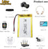 Liter Energy 3.7V Lipo Battery 2000mAh, Rechargeable Lithium Polymer 704060 with JST Connector